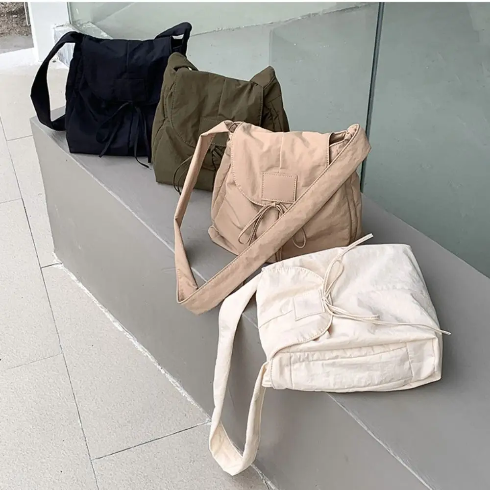 

Korean Style Flap Nylon Bow Crossbody Bag Messenger Bag Niche Design Light Soft Nylon Bag Tote Bag Large Capacity Shoulder Bag