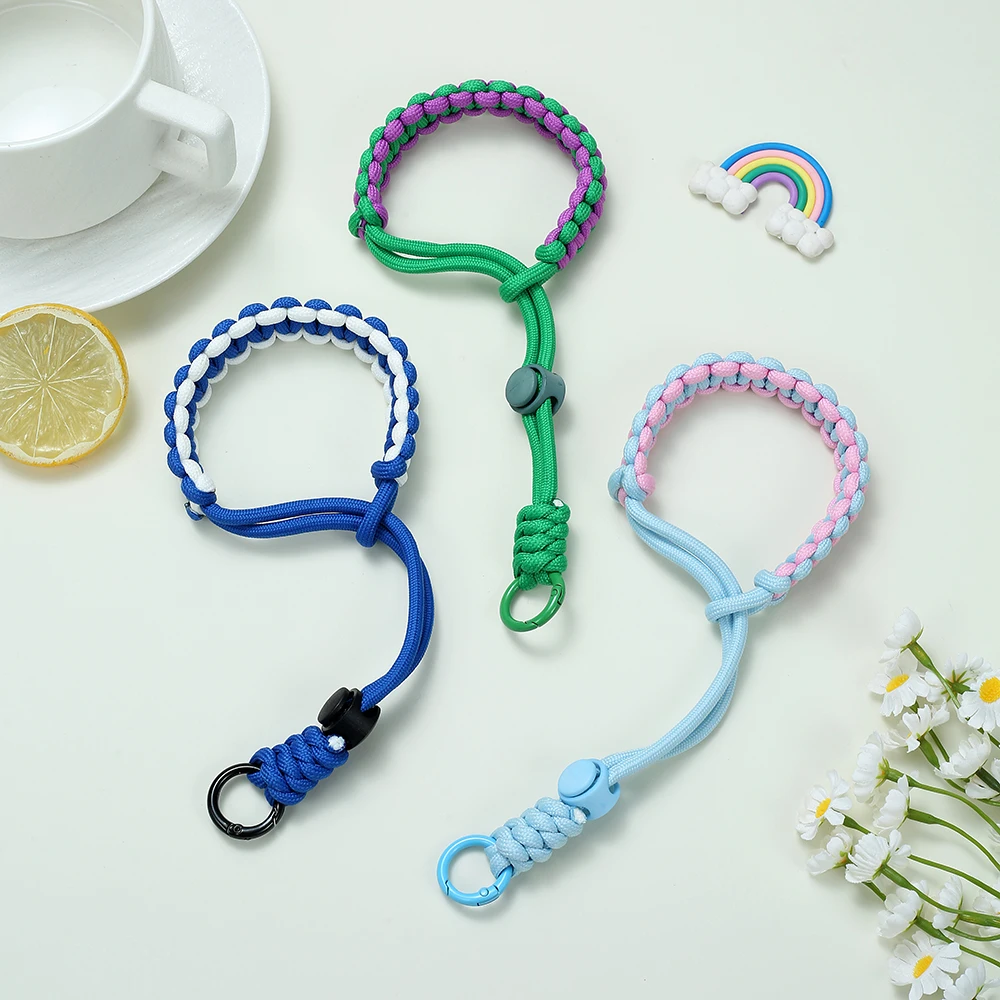 

Colorful Woven Rope Hand Woven Adjustable Mobile Phone Universal Hanging Rope Wristband Convenient for Outdoor Sports