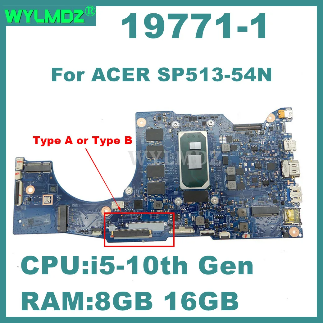 

19771-1 Notebook Mainboard For ACER SP513-54N Laptop Motherboard With i5-10th Gen CPU 8GB-RAM 100% Fully Tested OK