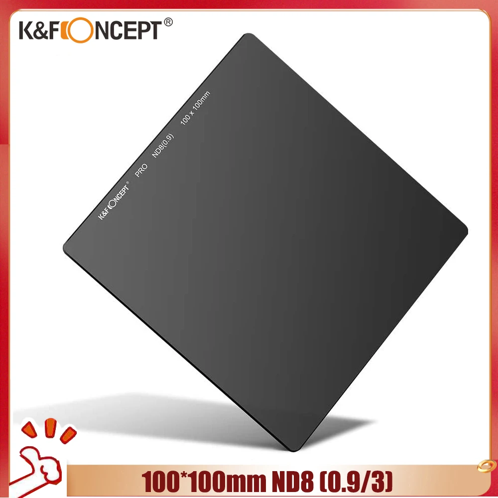 

K&F Concept ND8 (0.9/3) Neutral Density Gray Square Filter Optical Glass Full Color Waterproof Anti-Reflection Coating 100*100mm