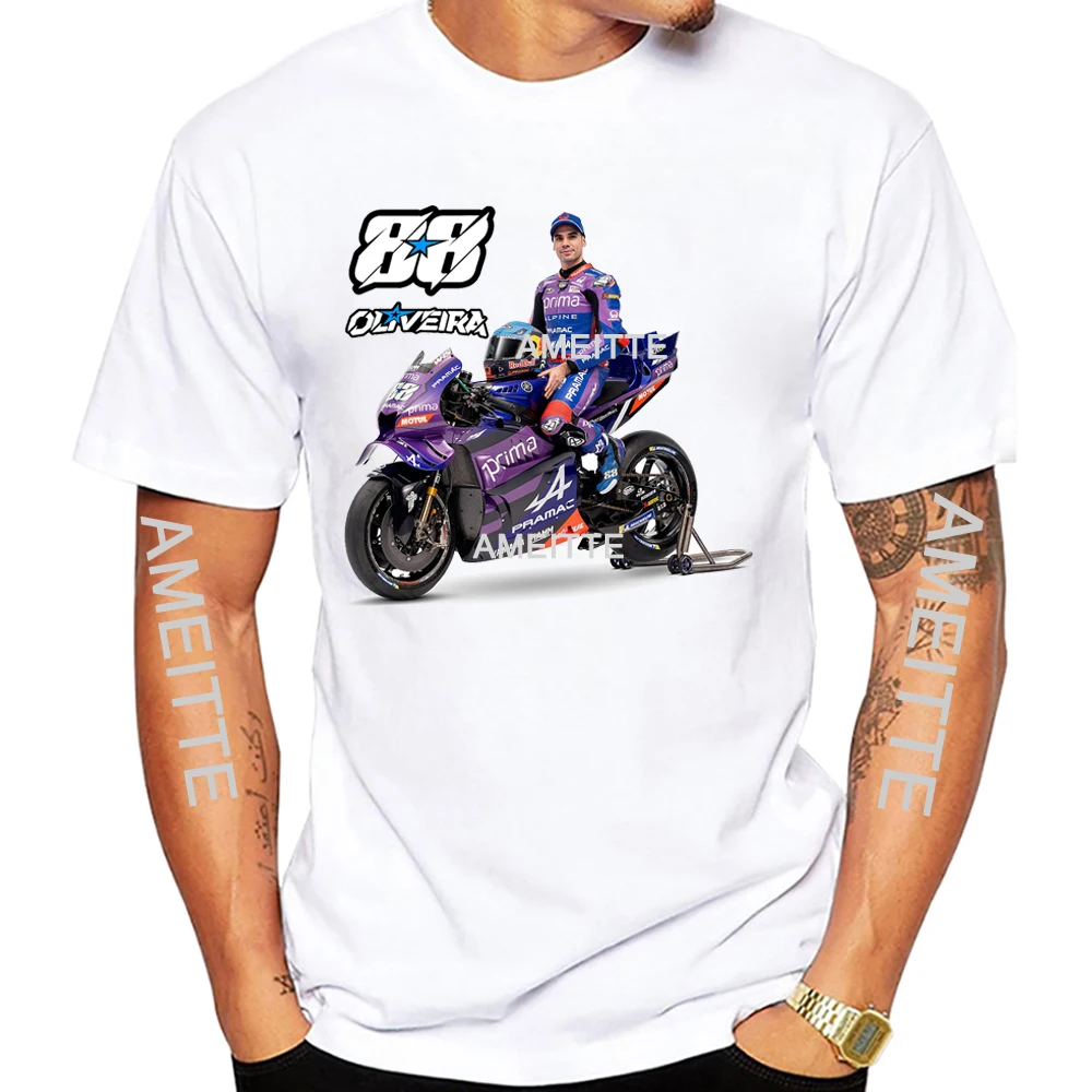 2025 جديد ميغيل Oliveira 88 GP سباق رايدر تي شيرت الرجال قصيرة الأكمام كول ركوب الرياضة الصبي عادية تيز دراجة نارية ركوب القمم البيضاء #3