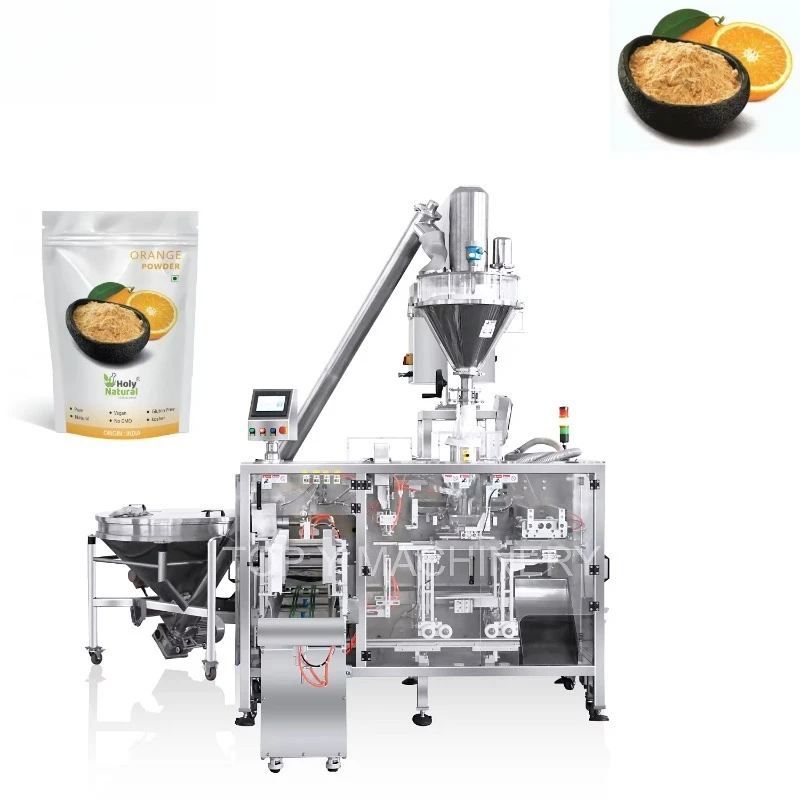 Automatic Fruit Powder Machine Stand-up Pouch Screw Conveyor Auger Filler Vacuum Dust Collector Plastic Paper Pneumatic Labeling