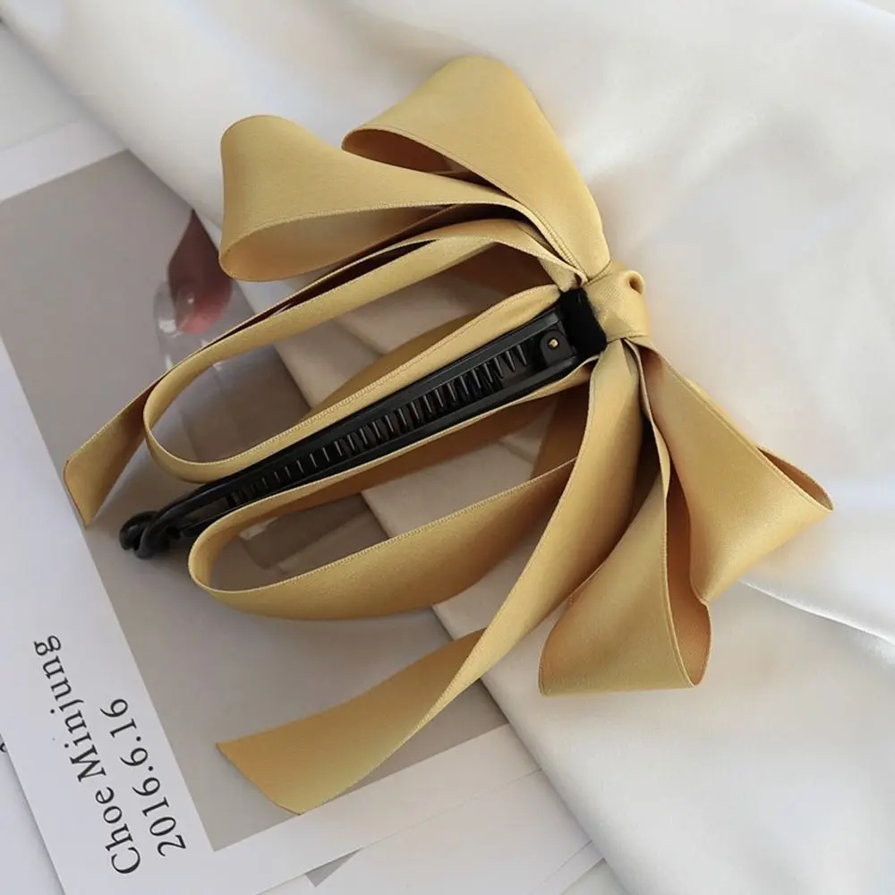 

Elegant Bowknot Satin Colth Women Hair Accessories Ribbon Bow Headwear Banana Clip Korean Style Hair Clip Girls Hairpin