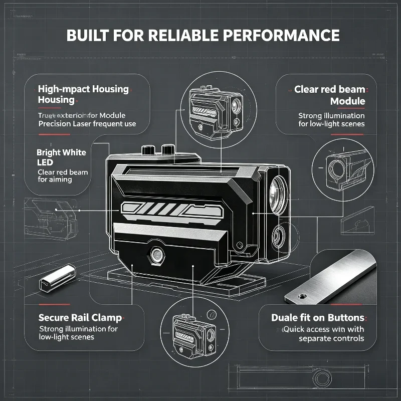 Portable Model Rail Flashlight Accurate Red Dot Laser Bright White Illumination Easy Single Push Operation