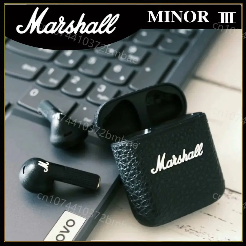 Marshall MINOR III 휴대용 무선 헤드폰, HIFI 사운드 블루투스 이어폰, 충전 케이스 포함, 스포츠 세미 인이어 헤드폰