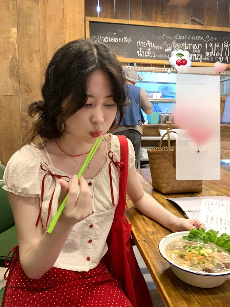 

Женская летняя блузка PtonUmi Sweet Lychee Wine Design с красным бантом, из хлопка и полиэстера, с принтом в виде горькой тыквы