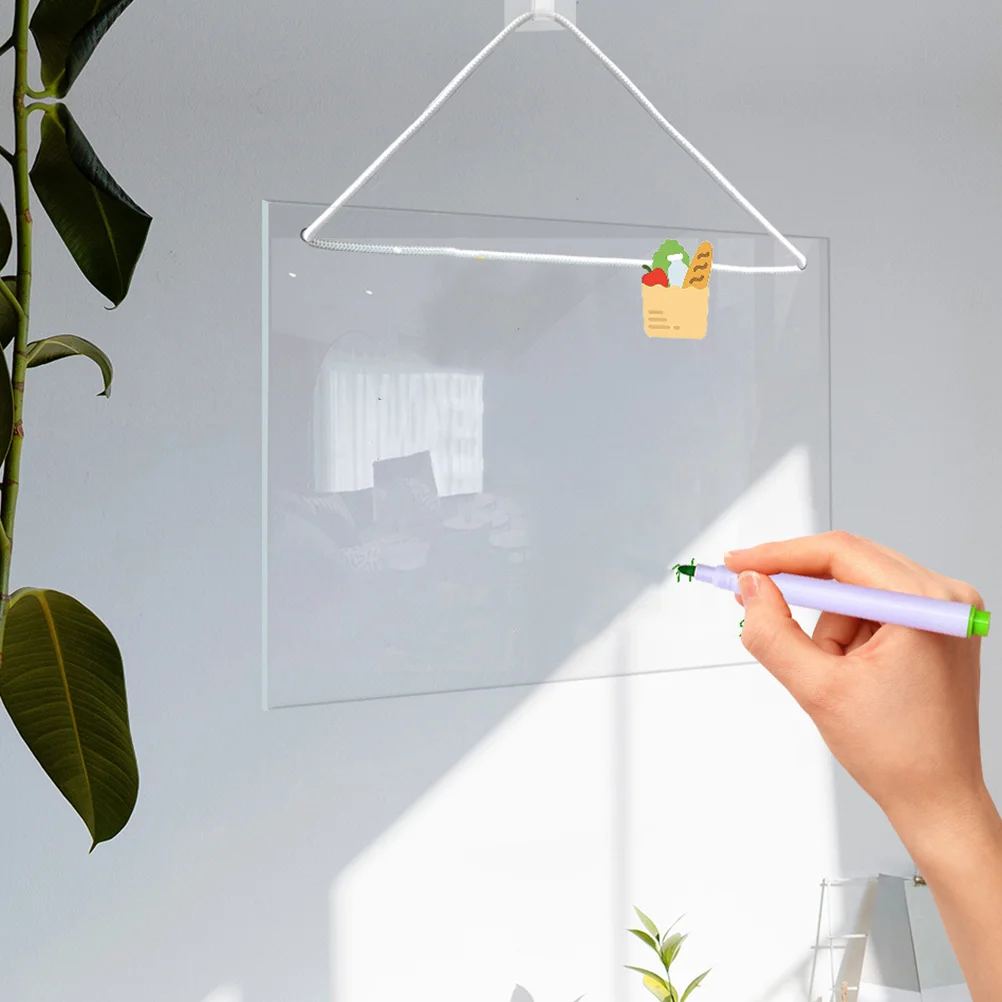 Clear Dry Erase Board Small Message Acrylic Display Students Writing Hanging Memo Rewritable Wall Office Blank