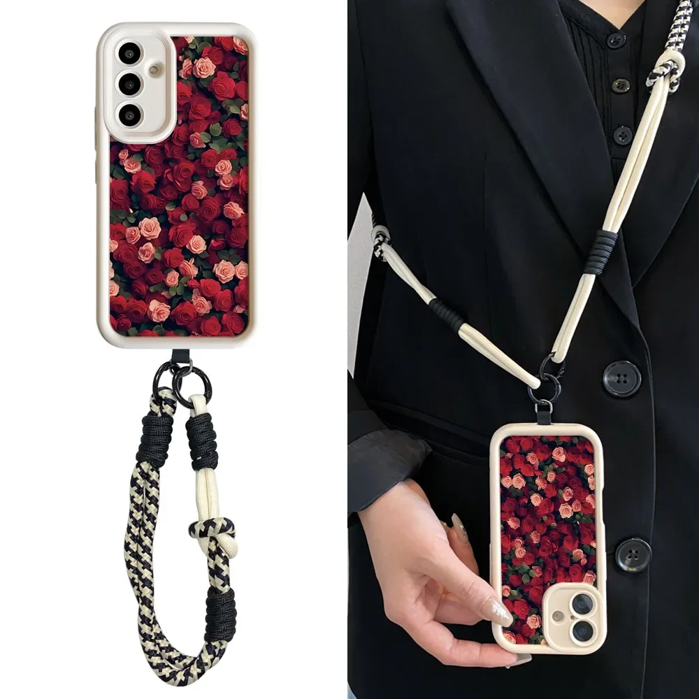 2025crossbody colar cinta caso de telefone para redmi nota 14 13 12 11 10 9 8 7 pro plus 14s 13c 12c 14c 9c 10c floral cordão capa