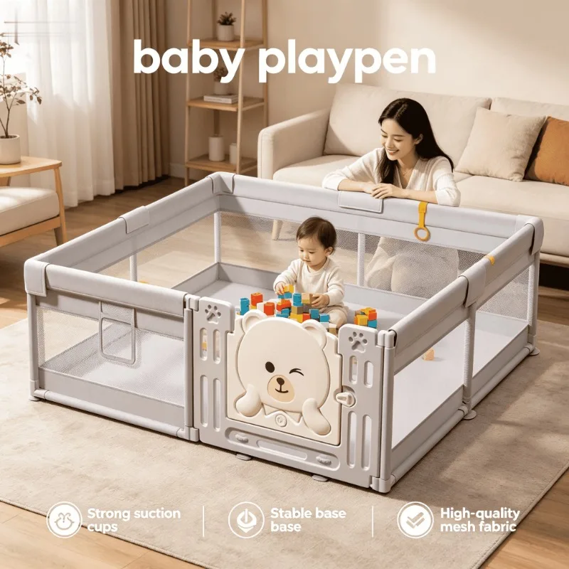 

Foldable Portable BPA Free Easy Setup Safety Gate Indoor Toddler Play Yard Home Safety 6 Panel Fence Playpen Baby Baby Playpen