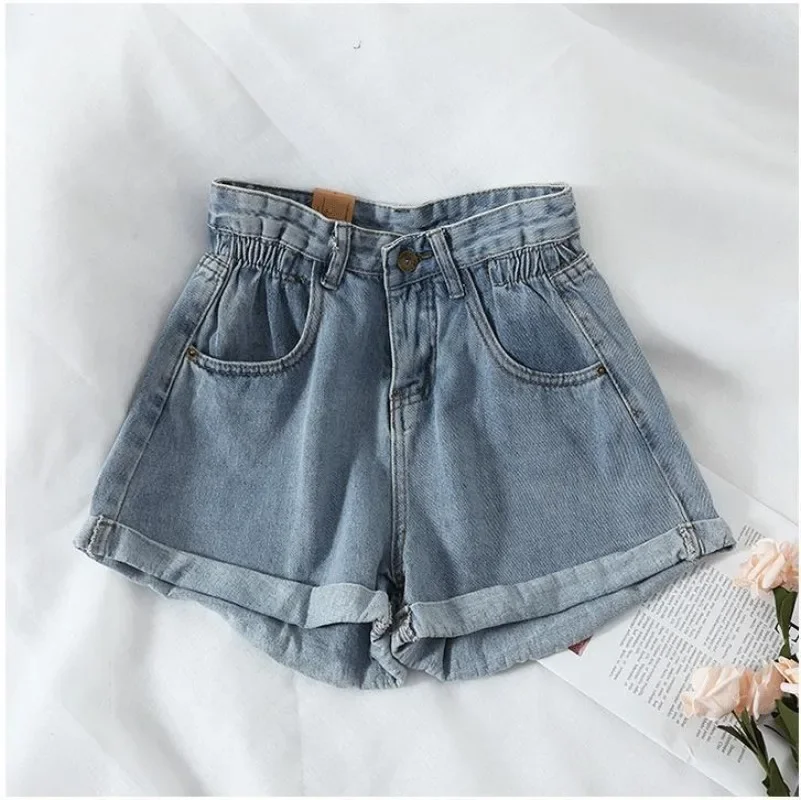 Nieuwe Damesmanchet Denim Shorts Lente Zomer Hoge Taille Hotpants All-Match Casual Denim Shorts Mode Streetwear Korte Jeans