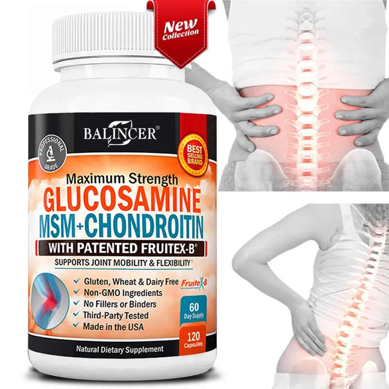 Glucosamine MSM Chondroitin Curcumin - Helps Support Sciatic Nerve Care and Joint Health - for Men & Women - Vegetarian Capsules