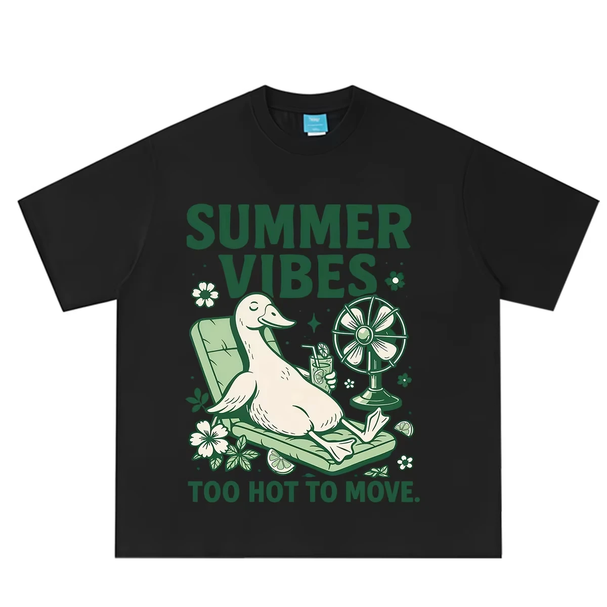 Summer Vibes Too Hot To Move Sunshine Holiday Funny Goose Graphic T-shirts Men Women Harajuku Casual Cotton Short Sleeve T Shirt