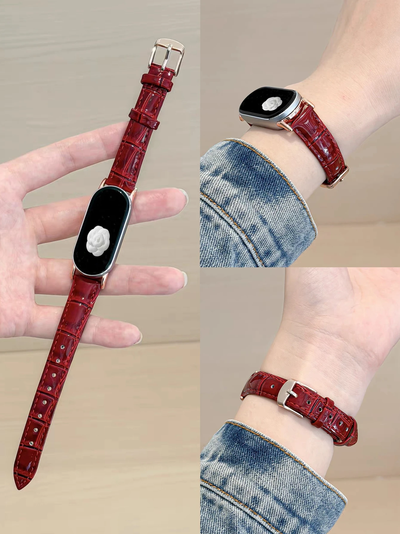 Bracelet en cuir lisse pour Xiaomi Band 10 9 8, nouveau design, accessoires NFC ﻿