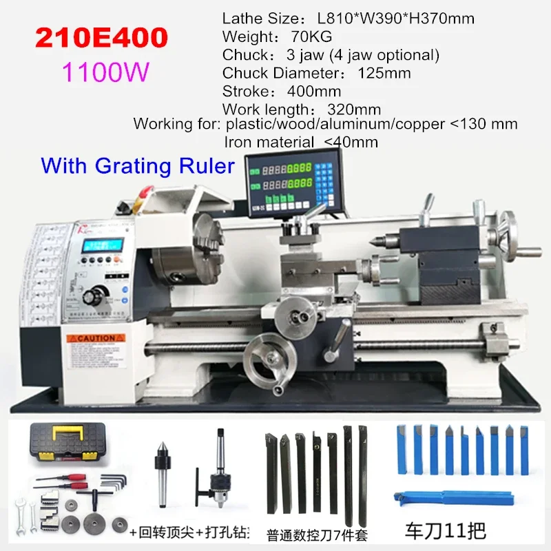 1100W 400 600 800mm Brushless Motor WM210 Mini Lathe 38mm Spindle Hole 125mm Chuck Lathe Metal Mini CNC Machine