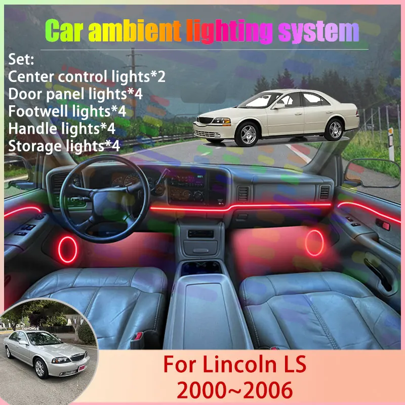 Para Lincoln LS 2000~2006, Juego de Luces Ambientales para Auto, 2/24 en 1, Lámpara RGB, Conjunto de Luces Decorativas, Accesorios para Auto