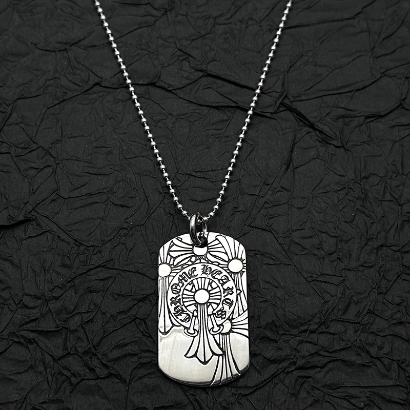 

Ожерелье из стерлингового серебра 925 пробы в стиле ретро, старое ожерелье с несколькими перекрестными бирками, европейские и американские мужчины и женщины