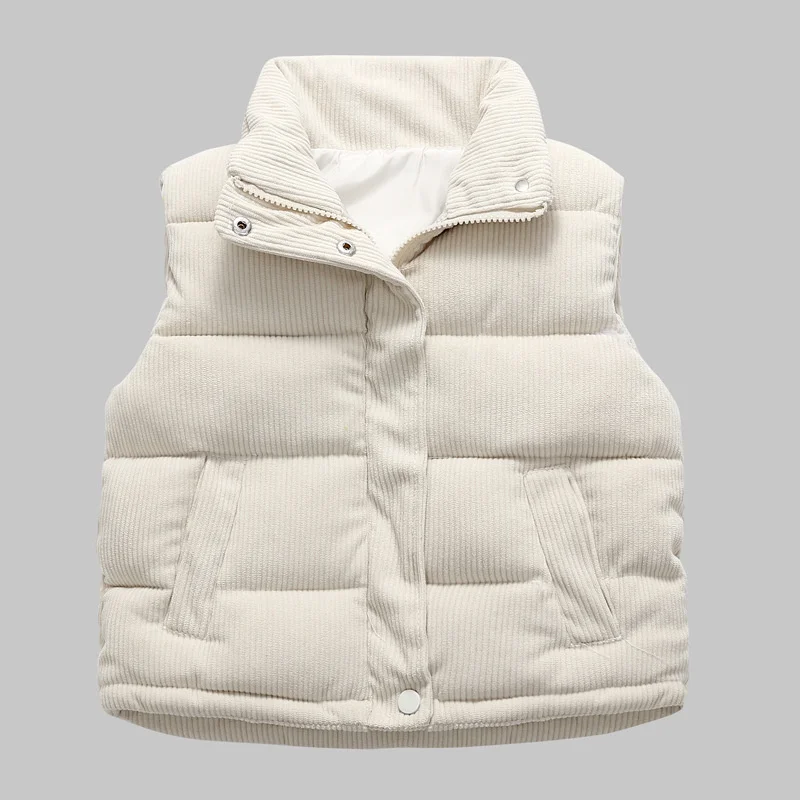 Boys and girls thickened autumn and winter corduroy vest vest vest, 2026 new cute children's casual outerwear, warm Christmas