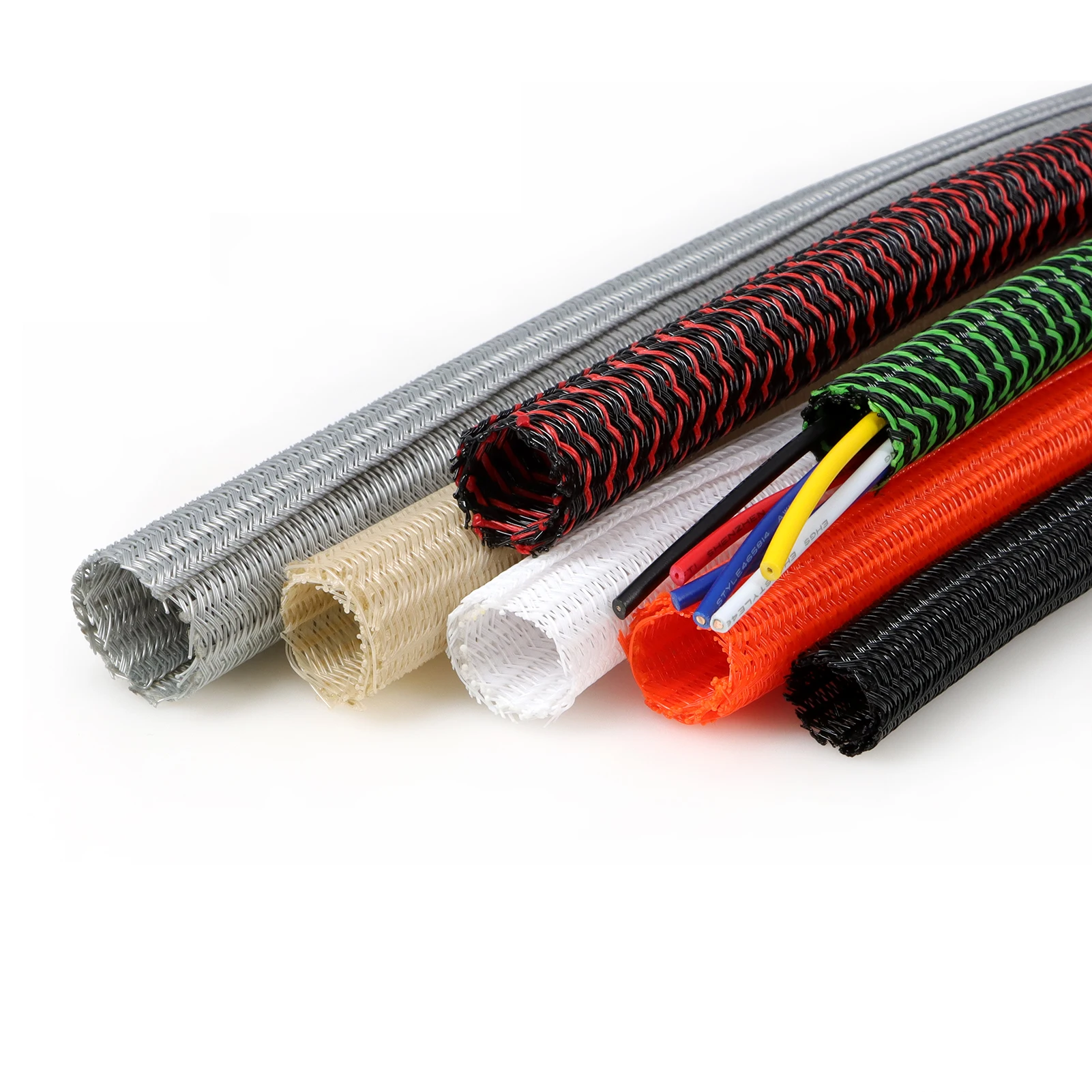 7 Colors Self Closed Braided Sleeves Dia. 3mm ~ 32mm Expandable PET Split Loom Car Wire Harness Sleeving Wrap Cable Organizer