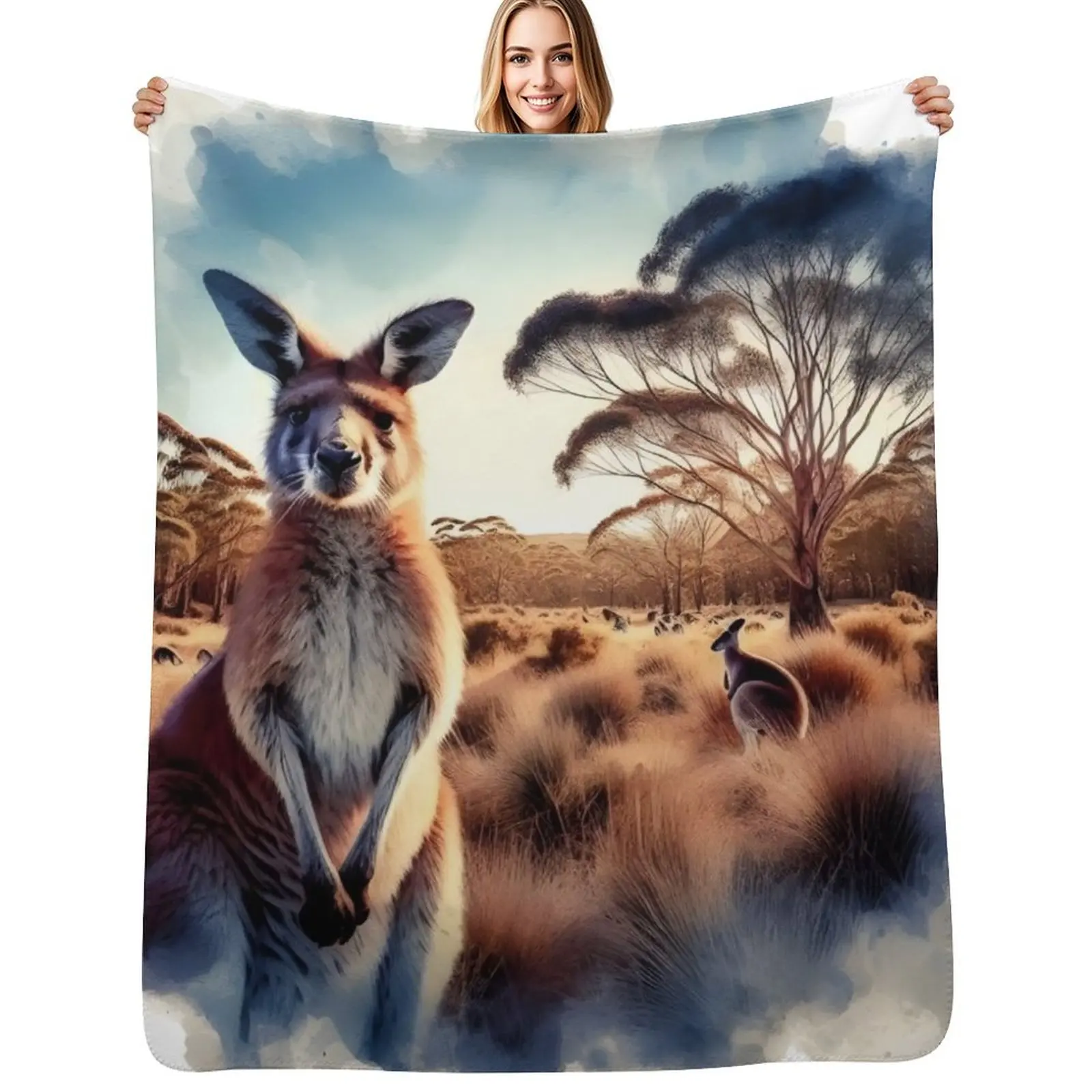 Kangaroo Throw Blanket Decorative Throw Winter beds Designers Furry Shaggy Thermal Blankets