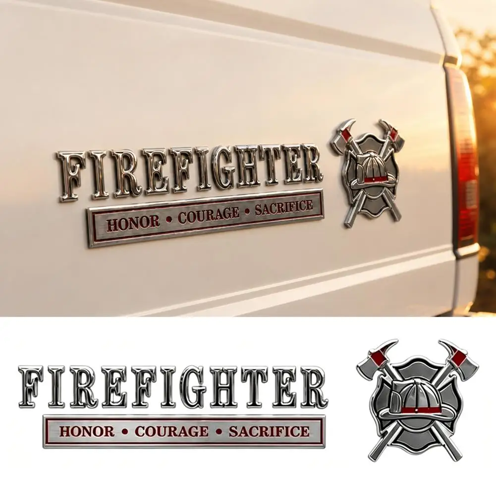 3D Stereoscopic Metal Texture Car Badge Firefighters Metal Car Sticker for Truck SUV Car Motorcycle Auto Decal