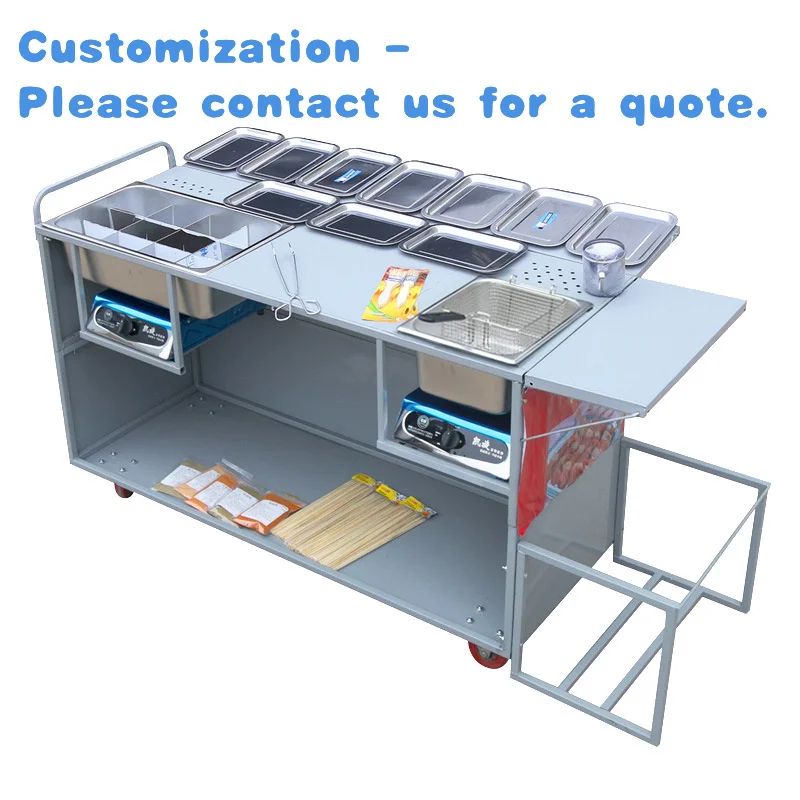 custom.Street Mobile Snack Cart Kanto Boiled, Fryer, Steam Commercial Gas Multifunctional Snack Cart Special Food Truck Stal