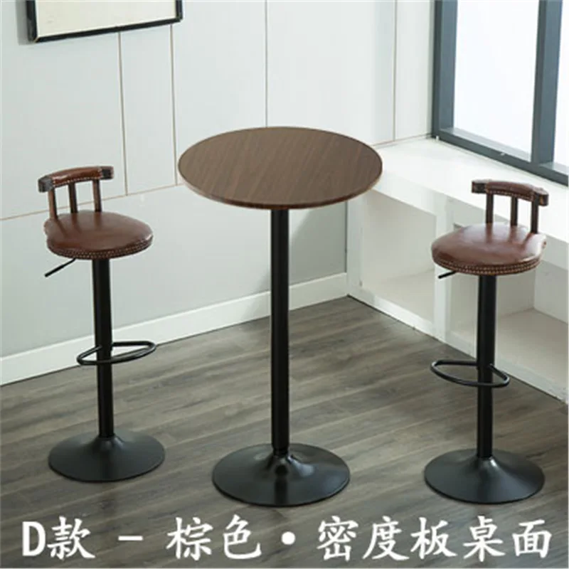 Household small bar table simple high round table living room cafe Nordic wrought iron table