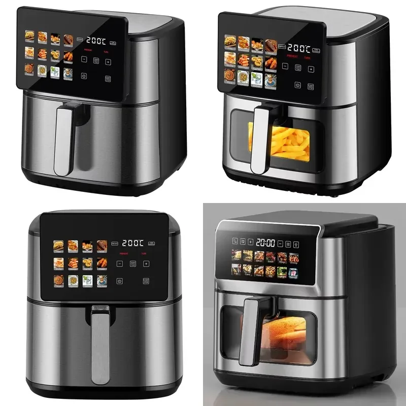 8L Stainless Steel Electric Smart Air Fryer with Baking Function Oil Free Digital 2 in 1