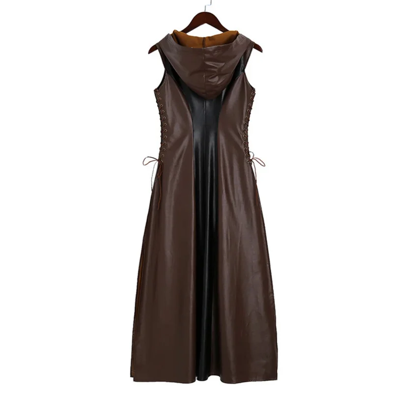 Cosplay bailarino medieval fantasia feminina, disfrez, moda creed, sexy slim com renda, vestido longo de couro, casacos hallow