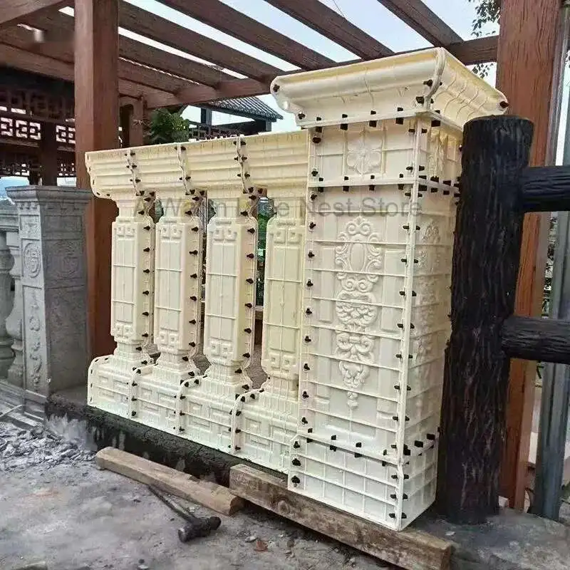

New Chinese Roman Column Railing Mold Balcony Guardrail Cement Building Decoration European Villa Cast-in-place Fence Thickened