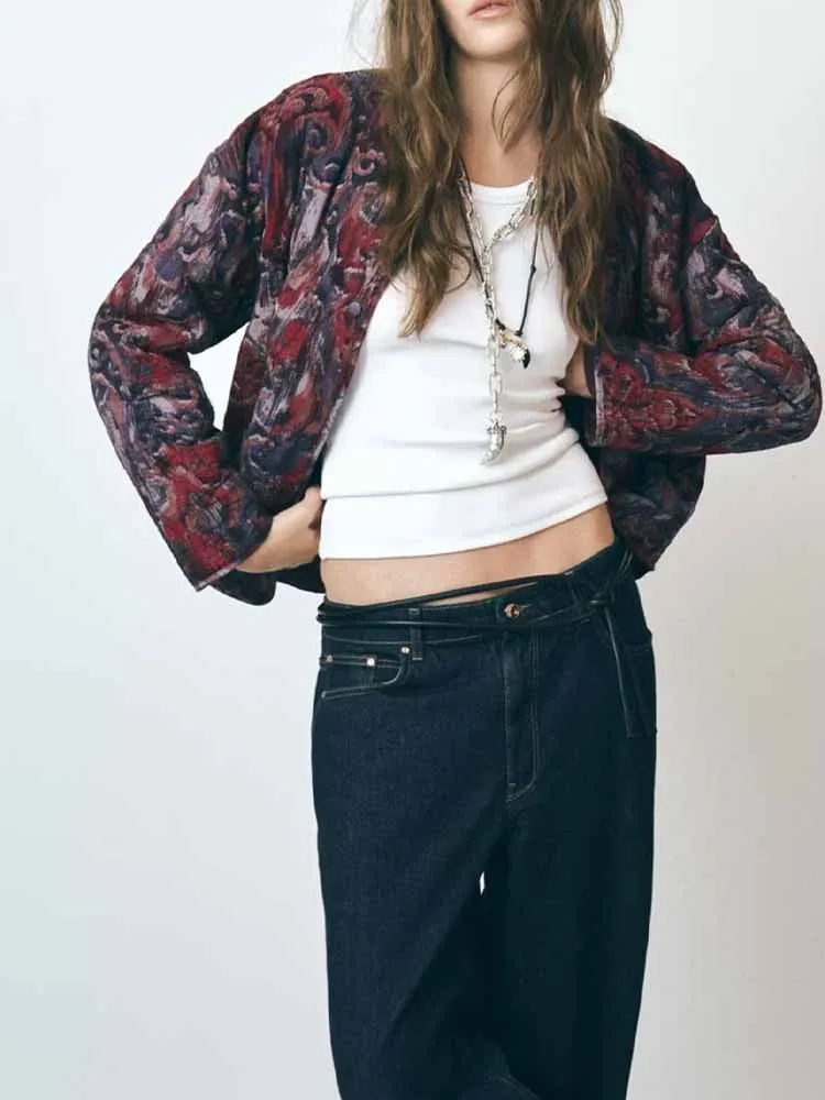 

European and American style winter new fashionable trendy women's long-sleeved animal print cotton coat for commuting