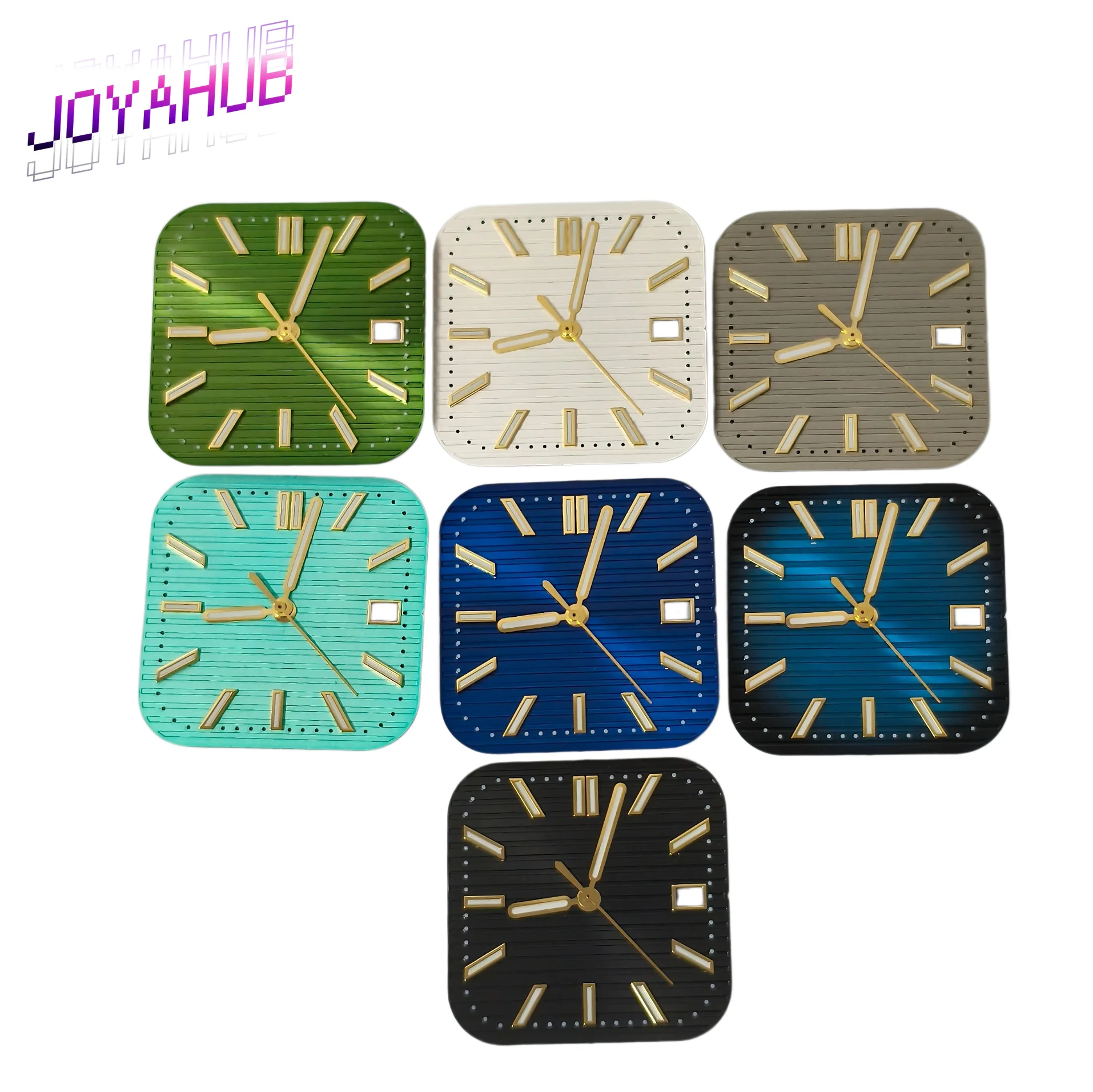 29.5MM square gold stud dial + hands green luminescent for NH35/NH36 movement Custom LOGO watch modification & repair part OEM