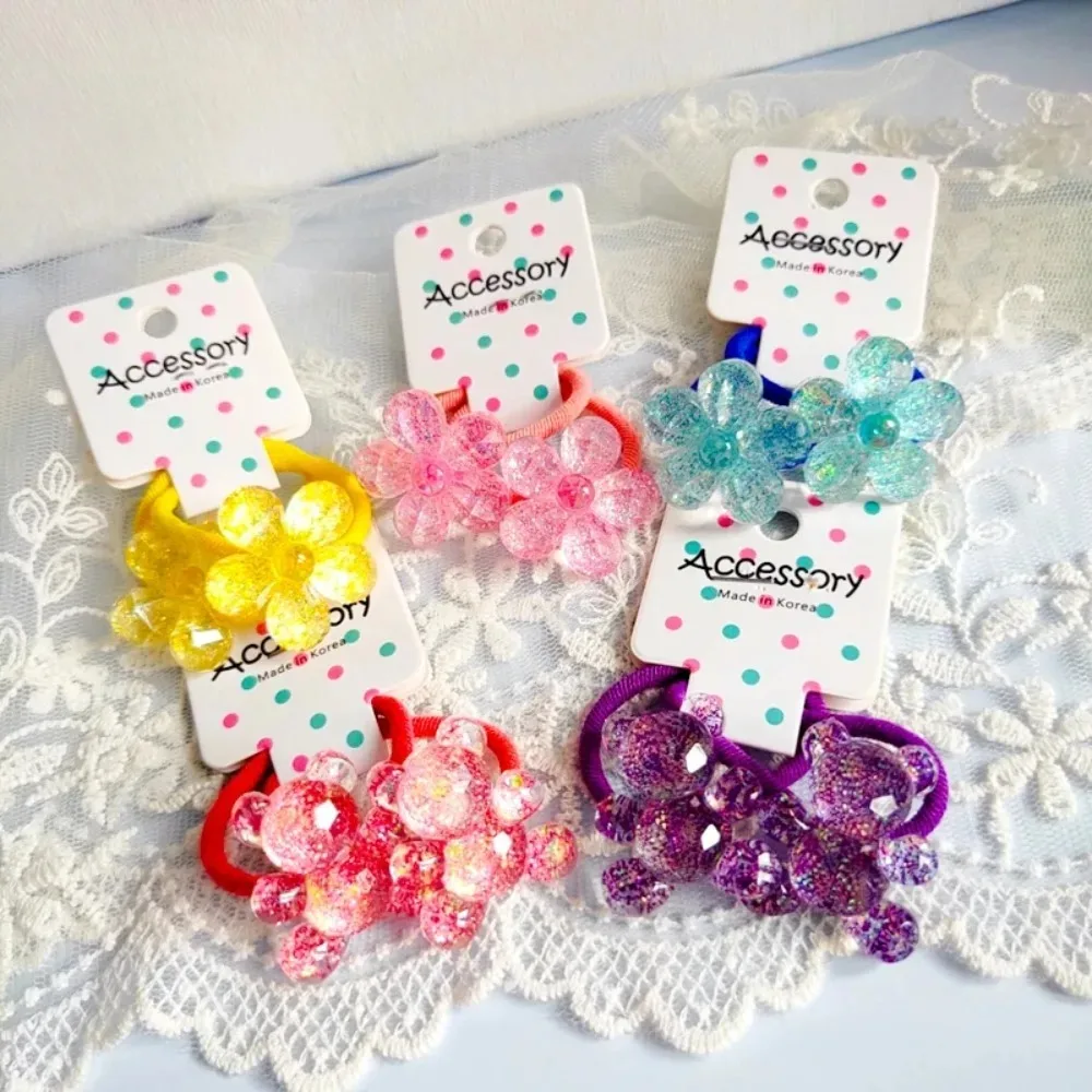 

2PCS Cartoon Shiny Transparent Bear Cute Kids Elastic Hair Bands Children Hair Ties Girls Hair Accessories Baby Headdress