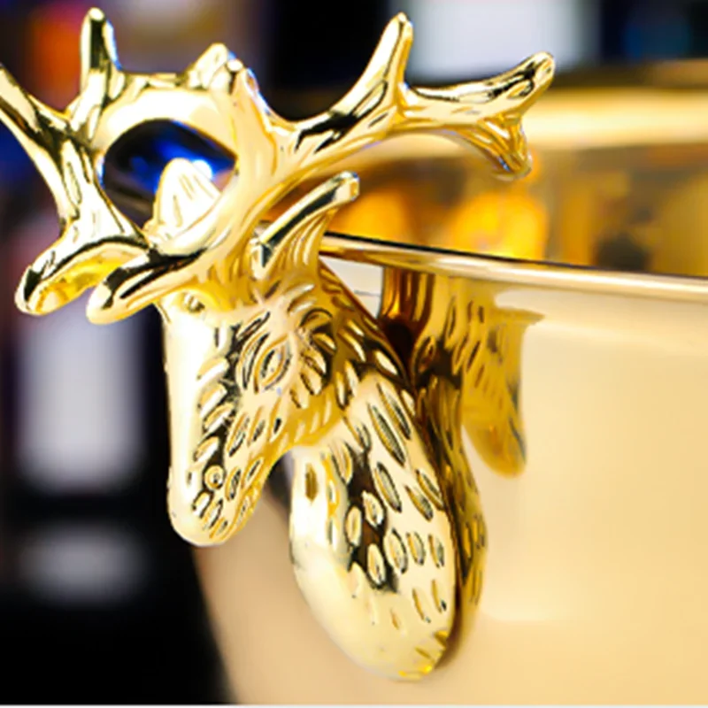 Imagem -02 - Deer Head Ear Champagne Bowl 304 Refrigerador Rosa Dourada Prata Vinho Cerveja Balde de Gelo Bar Partido 13.5l Aço Inoxidável