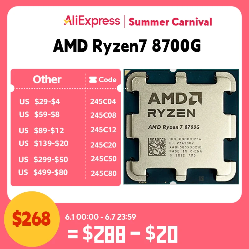 

Новый процессор AMD Ryzen 7 8700G R7 8700G 4,2 ГГц 8-ядерный 16-поточный разъем AM5 65 Вт 100-100001236 AMD Radeon 780M процессор 4 нм