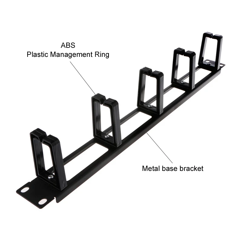 19 Inch 1U Rack Cabinets Cable Management Network Organizer Hollow Metal Base Five Plastic Ring Detachable Wire Manager Frame