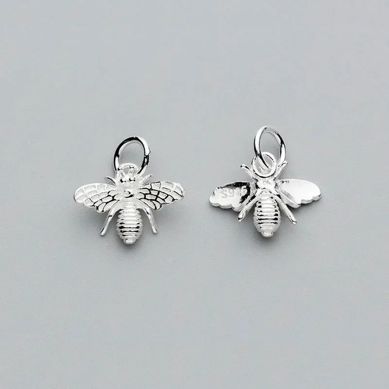 TrustDavis  Real 925 Sterling Silver Fashion Sweet 3D Busy Bees Charm Pendant Handmade DIY Accessories Jewelry Wholesale DZ117