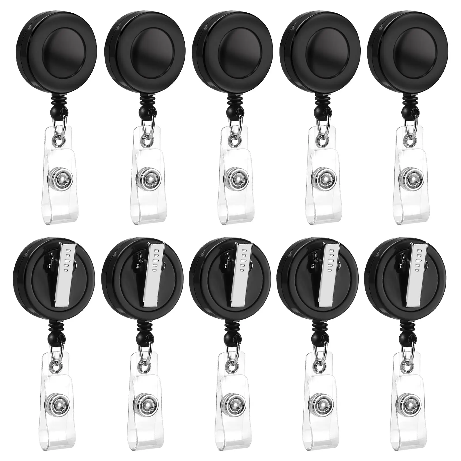 10 Pack Retractable ID Name Badge Holder Reels with Swivel Alligator Clip Keychain Retractable Extendable Key Ring Key Holder