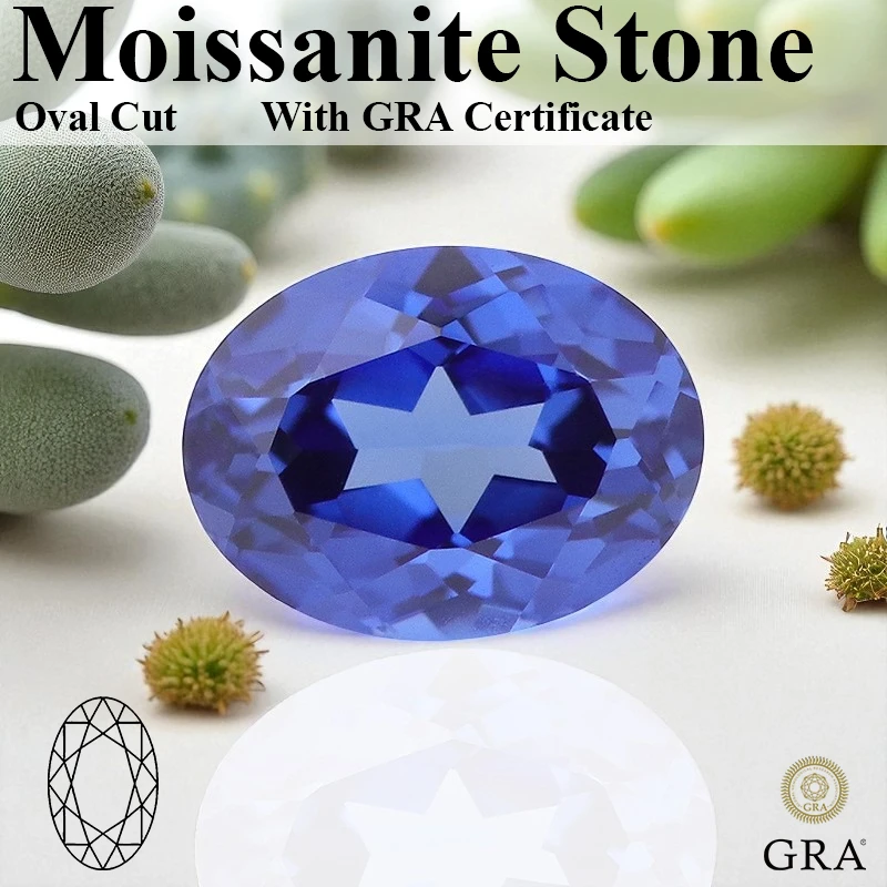 

Certified Oval Cut Royal Blue VVS1 Moissanite Gemstone 1CT 2CT 3CT 5CT Wholesale Loose Synthetic Diamond Stones