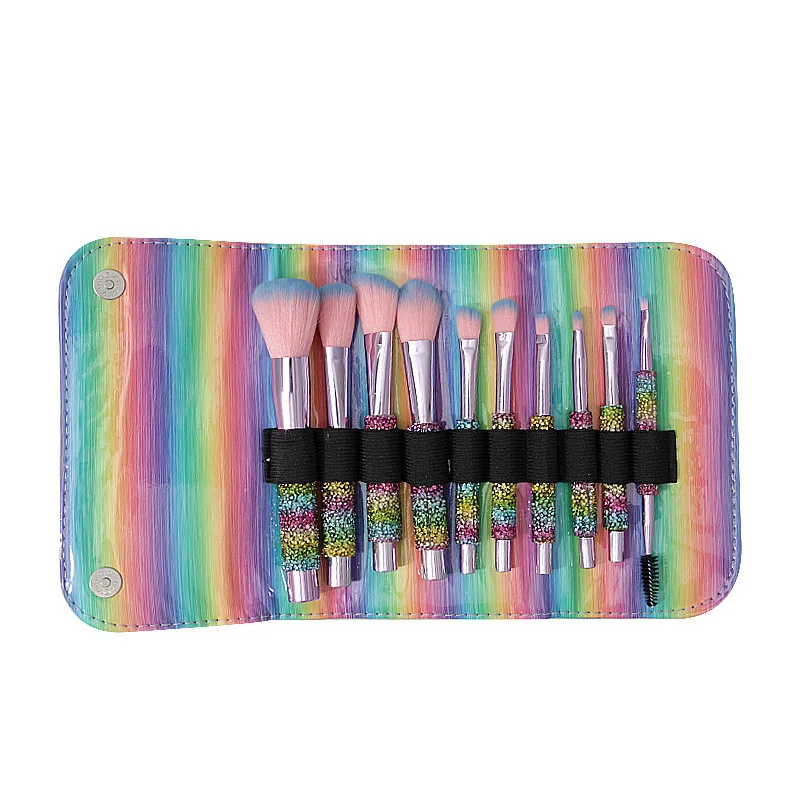 

Short 10 Piece Set Color Diamond Powder Blusher Brush Soft Hair Eye Shadow Portable Makeup Tool