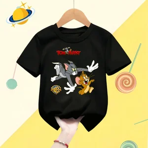 Disney-Tom và Jerry Anime In Casual Top dành cho bé trai và bé gái, áo phông của trẻ em, quần áo trẻ em, áo len ngắn tay 10 Áo nỉ chính của Tom và Jerry - №6