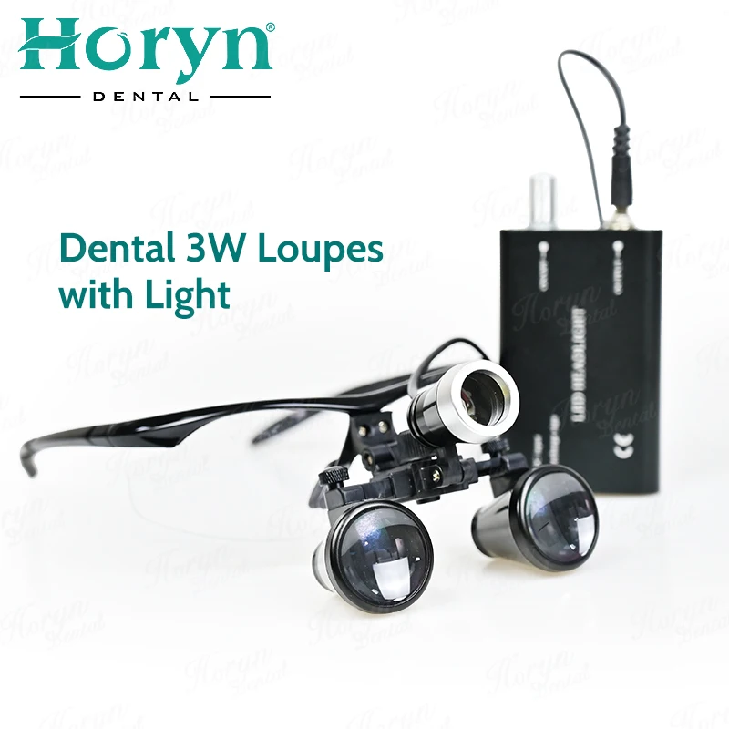 Den tal 2.5X 3.5X Maginification Den tal Binocular Loupes Surgical Den tal Magnifying Lenses With 3W LED Spot Light Aluminum box