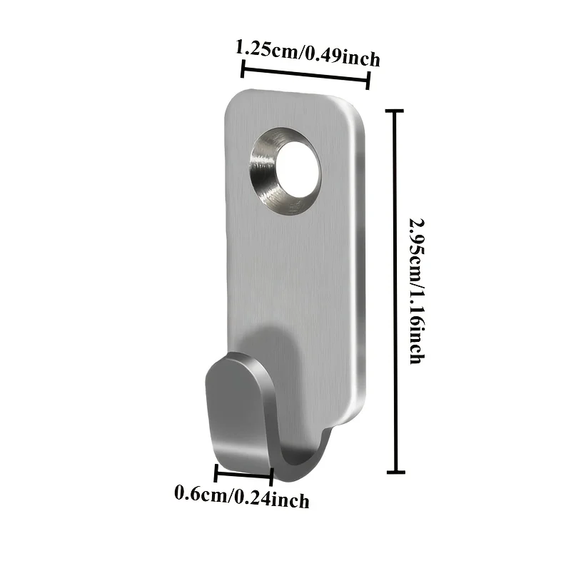 10X J-Shaped Stainless Steel Wall-Mounted Hooks, Single-Hole Mounting Bracket Suitable for Offices, Bathrooms and Storefronts