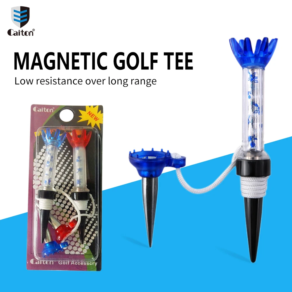 Caden Golf Detachable Metal Tee 2pcs2.76in and 3.15in, Red And Blue Two-color High-quality Magnetic Tee, Friction Small Golf Tee