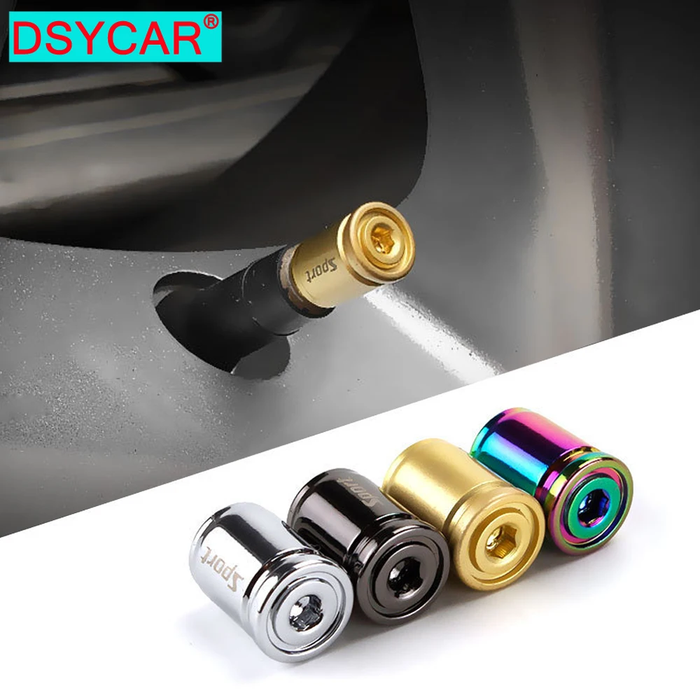 

DSYCAR 1Set Car Styling Zinc Alloy Anti-theft Sport Car Tire Valve Caps Wheel Tires Tire Stem Air Cap Airtight Covers for Autos