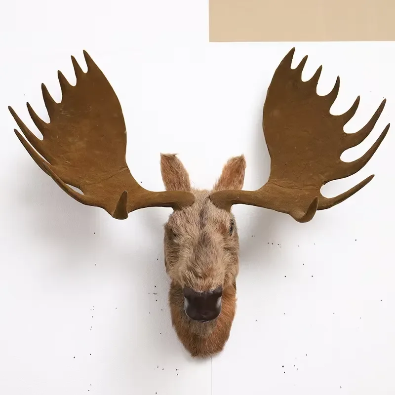 for Reindeer Head Wall Decor 1:1 Real Size Moose Model Home Living Room Decoration Nordic Style Animal Sculpture Gift