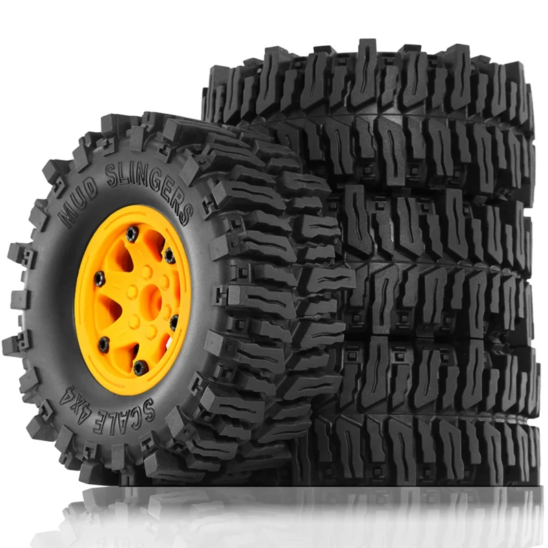 

Superior Quality-4Pcs 130Mm 2.2Inch Beadlock Wheel Rim Rubber Tire Set For 1/10 RC Crawler Car Axial SCX10 Wraith RR10 Capra RBX