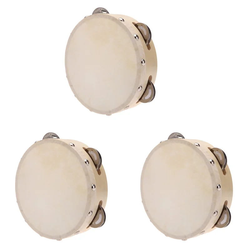 A99I-3Pcs 6In باليد الدف طبل جرس المعادن الأناشيد قرع الموسيقية لألعاب KTV حفلة الاطفال