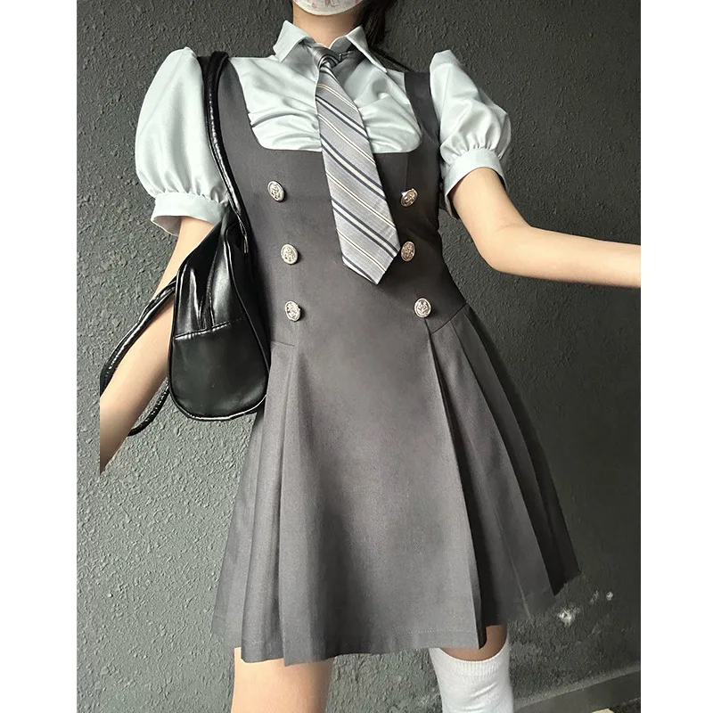 2025 nuova corea giappone jk uniforme stile college dolce moda donna camicetta a maniche corte/lunghe set nuovo set jk in due pezzi