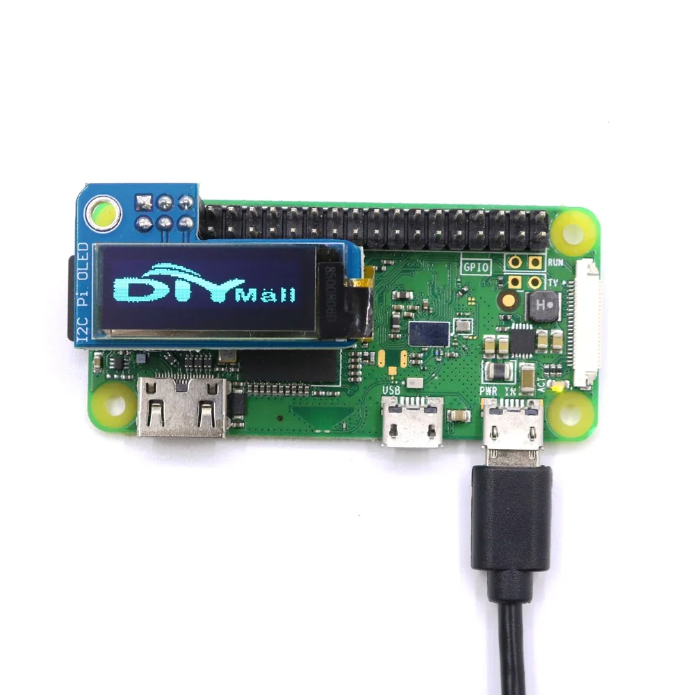 0.91 Inch SSD1306 I2C OLED Display Module 128x32 Blue/White for Raspberry Pi 1/2/3/Zero 5V Plug-and-Play with Arduino/ESP32