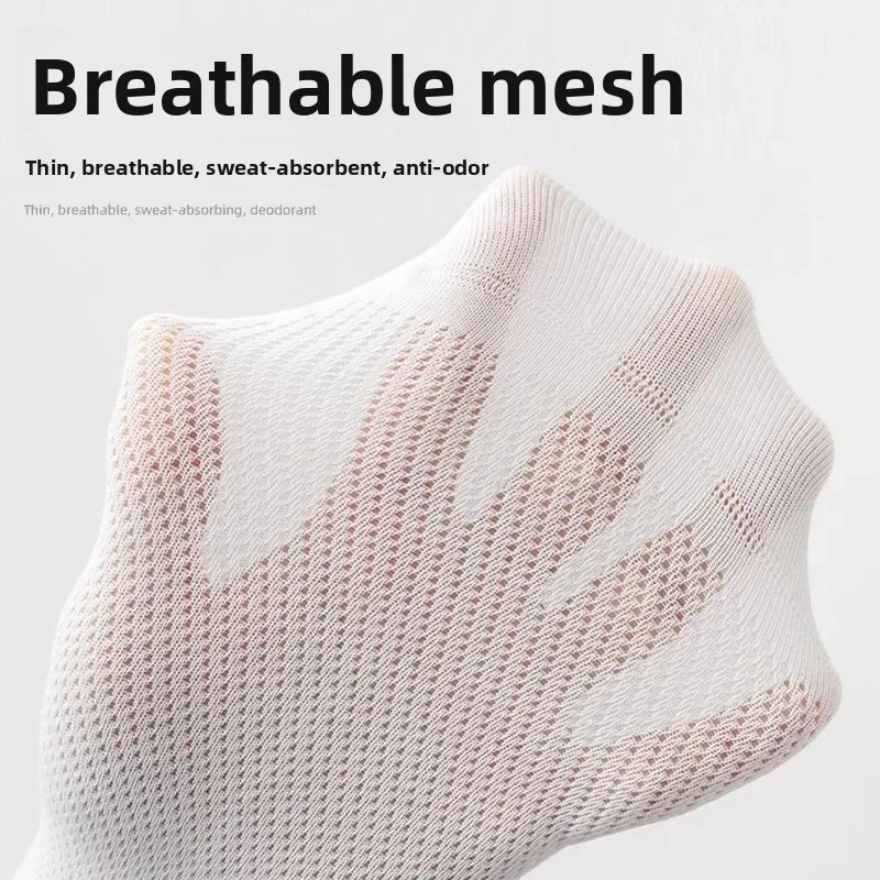 Breathable Men's Socks Short Ankle Elastic Solid Color Mesh High Quality Cotton Business Unisex Sokken Plus Size EU38-47